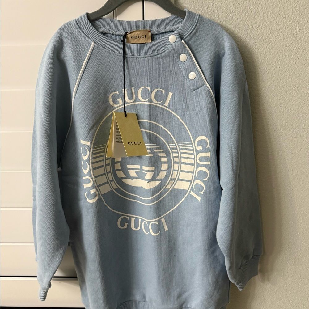 Brand new Gucci kids Blue Sweatshirt dress size 6